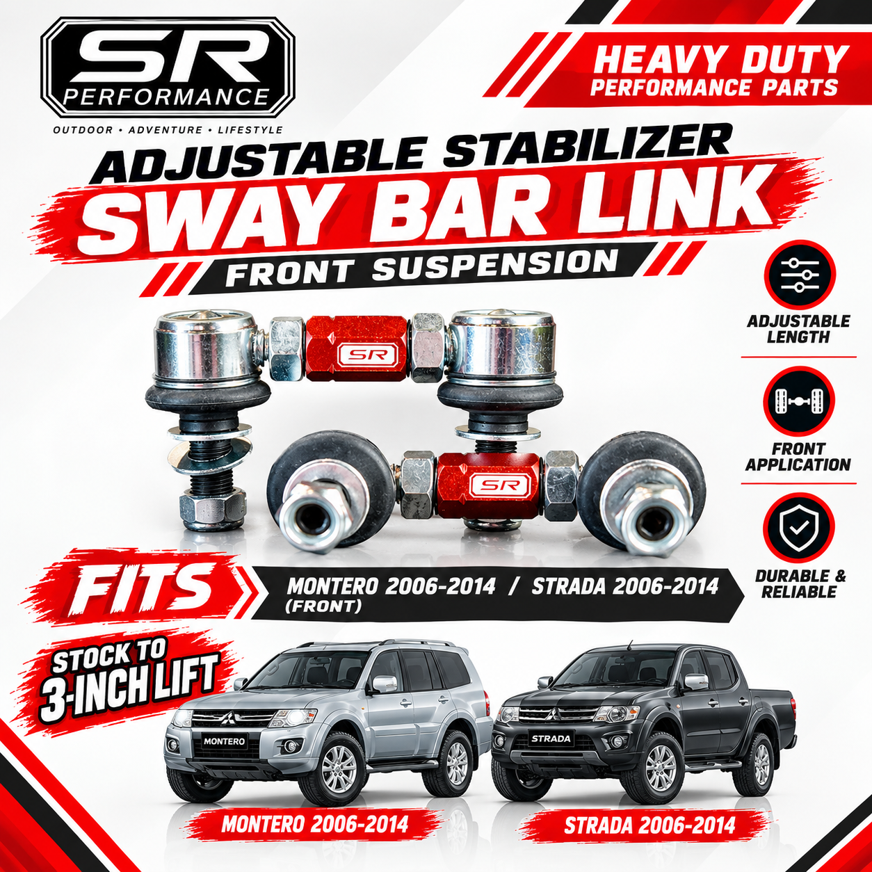 SWAY BAR LINK ADJUSTABLE (FRONT) MONTERO / STRADA 2006-2014